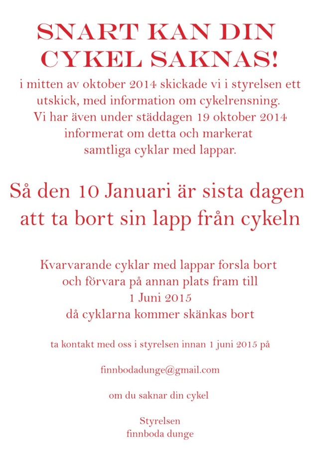 saknas din cykel 1