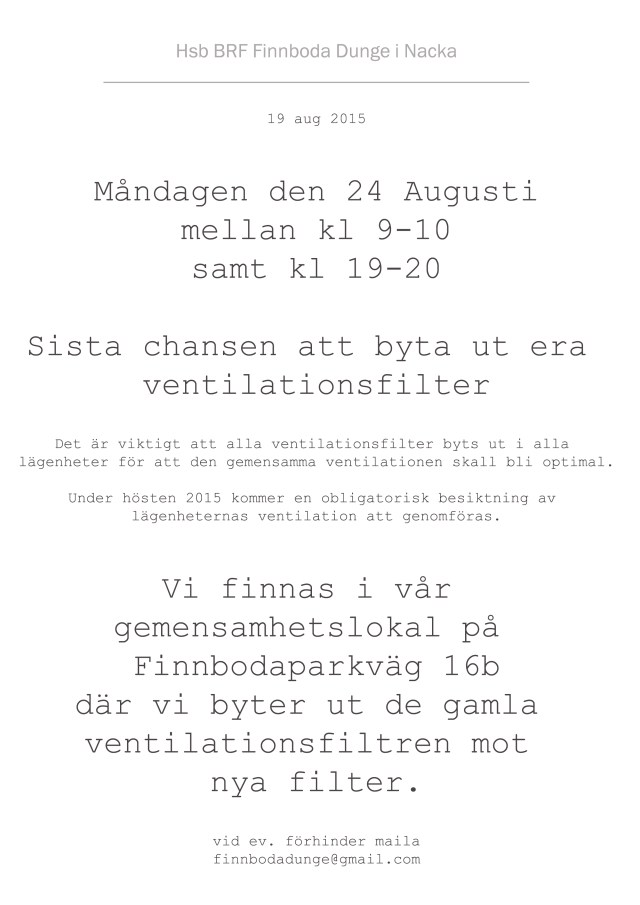 onsdags byte av filte2r